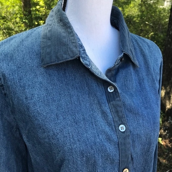 J Jill Blue Denim Pleated Shirt Size M - Picture 3 of 10